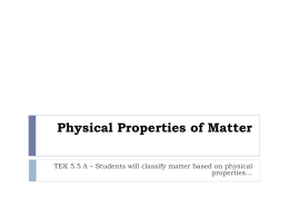 Physical Properties of Matter