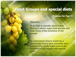 Food Groups and special diets