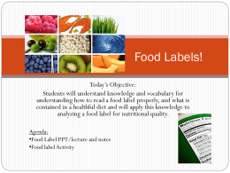 Notes- Food Labels!
