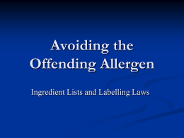 New Directions Food labelling and Allergy Prevention