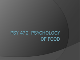 PsY 472 Psychology of Food - Buffalo State College Faculty