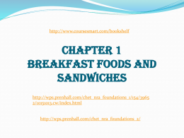 CHAPTER 1 – BREAKFAST FOODS AND SANDWICHES