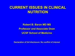 CURRENT ISSUES IN CLINICAL NUTRITION