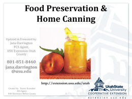 Canning Update - Utah State University Extension