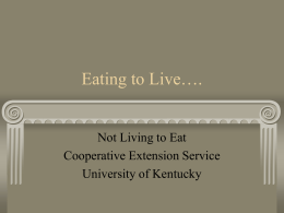 Eating to Live... Not Living to Eat