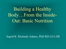 Chapter 1 The Basics of Nutrition