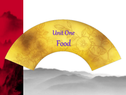Unit One Food