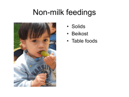 Infant Feeding transition to solid and table food