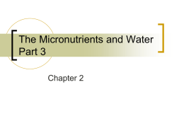 The Micronutrients and Water Part 3