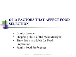 6.01 Factors that Affect Food Selections