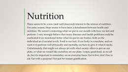 Nutrition - My Lifeskill Journey