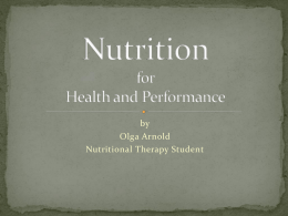 Nutrition for Health and Performance