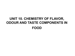 Chemistry of flavor odour and taste components in
