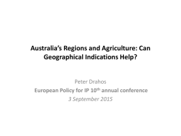 Australia*s Regions and Agriculture: Can Geographical