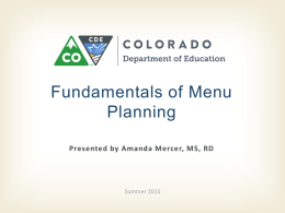 Fundamentals of Menu Planning - Colorado Department of Education