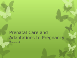 Prenatal Care and Adaptations to Pregnancy