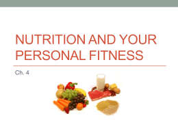 Nutrition and your personal fitness