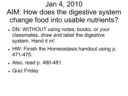 Jan 4, 2010 AIM: How does the digestive system change food into