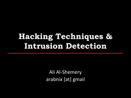 Hacking Techniques & Intrusion Detection MS.c. Course