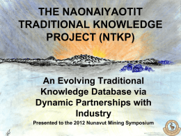 The Naonaiyaotit Traditional Knowledge Project