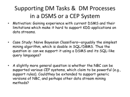 Supporting DM Tasks & DM Processes in DSMS or CEP Systems