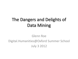 roe_dataMining - Digital Humanities at Oxford