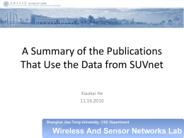 A Summary of the Publications Which Use the Data from SUVnet