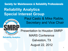 Reliability Analytics Special Interest Group {download now}