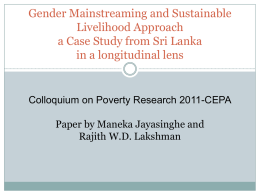 Gender Mainstreaming and Sustainable Rural Livelihoods