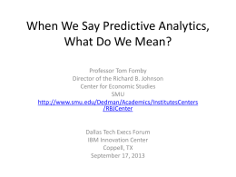 When We Say Predictive Analytics, What Do We Mean?