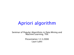 Apriori algorithm - Laboratory of Computer and Information
