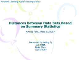 Distances between Data Sets Based on Summary Statistics