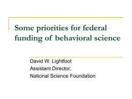 Some priorities for federal funding of behavioral science