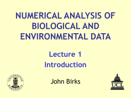 NUMERICAL ANALYSIS OF BIOLOGICAL AND ENVIRONMENTAL …