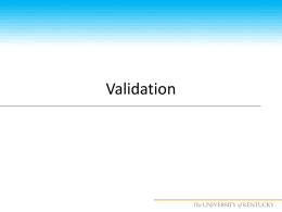 Validation - University of Kentucky