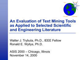 An Evaluation of Text Mining Tools as Applied to Selected