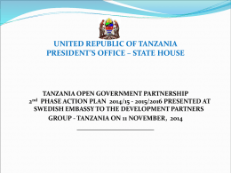 PAPER ON TANZANIA OPEN GOVERNMENT PARTNERSHIP …