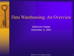 Presentation on What Data Warehousing Is, and the