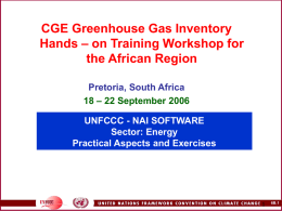 Practice of the UNFCCC GHG inventory software, Energy