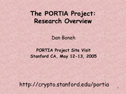 The PORTIA Project: Research Overview
