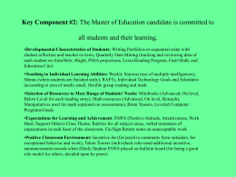 Key Component #2: The Master of Education candidate