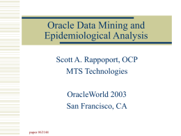 Oracle Data Mining for Java (DM4J) Applied to Epidemiological