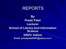 reports - School of Library and Information Science
