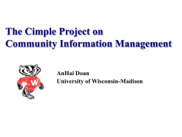 The Cimple Project on Community Information Management