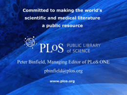 PLoS, open access, new journals