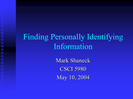 Finding Personally Identifying Inforamtion