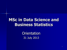 Orientation 2013 - Department of Statistics