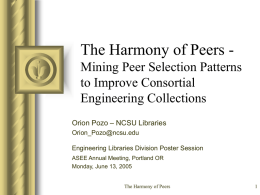 The Harmony of Peers - Mining Peer Selection Patterns to Improve