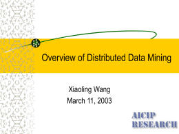 Overview of Distributed Data Mining