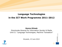 Language Technologies A broad overview